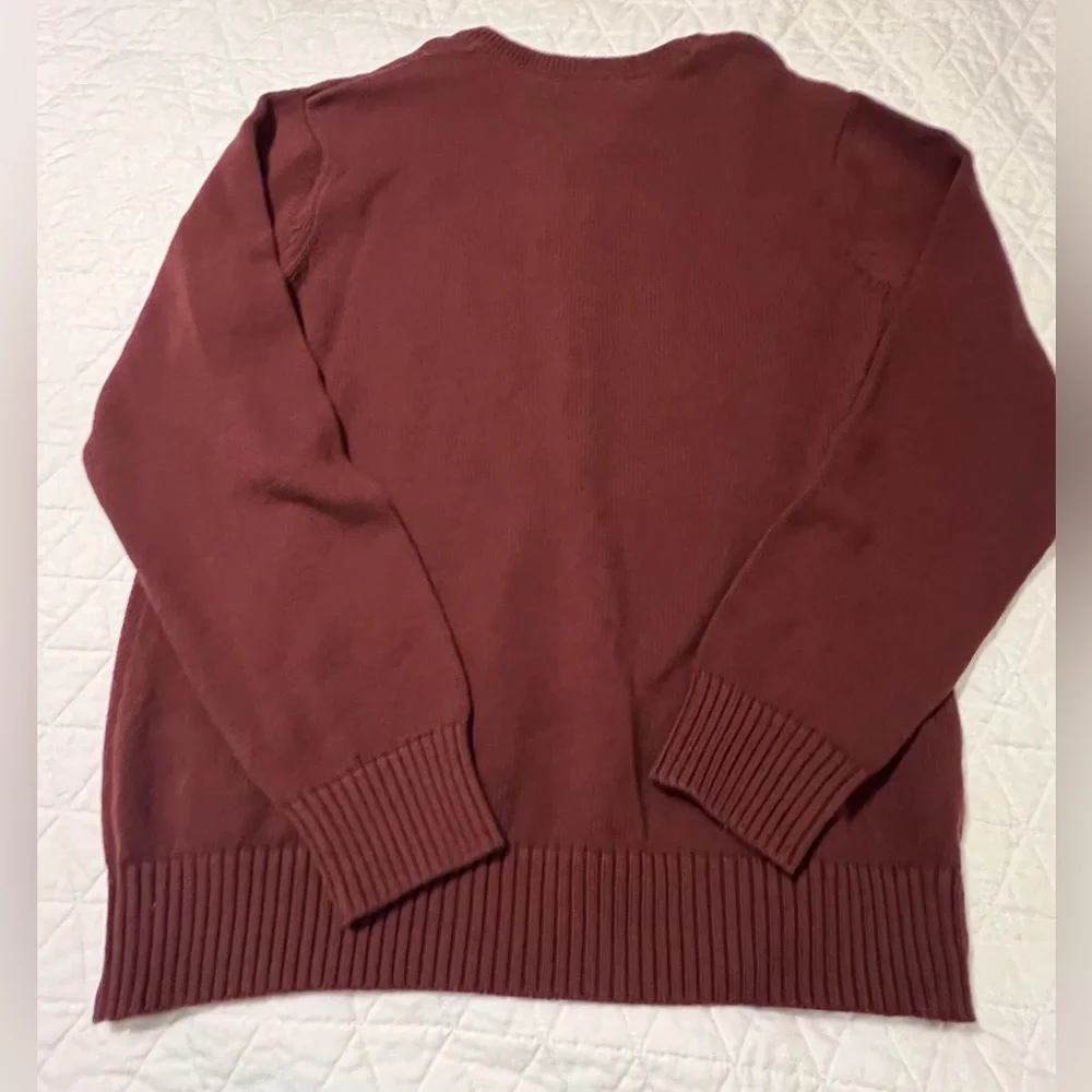 Eddie Bauer two button pullover sweater 100% cotton rust/burgundy Size Large - Picture 7 of 10